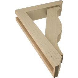 Ekena Millwork - BKTUR0352X16X24FST06RCPR - Timberthane Faux Wood Funston Style Bracket w/ Offset Brace, Slat Ends, 3 1/2"W x 16"D x 24"H, Primed Tan