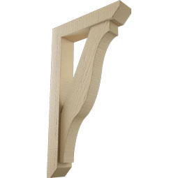 Ekena Millwork - BKTUR0352X16X28FST06RCPR - Timberthane Faux Wood Funston Style Bracket w/ Offset Brace, Slat Ends, 3 1/2"W x 16"D x 28"H, Primed Tan