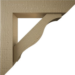 Ekena Millwork - BKTUROFST22 - Timberthane Rough Cedar Faux Wood Funston Slat Bracket w/ Offset Brace