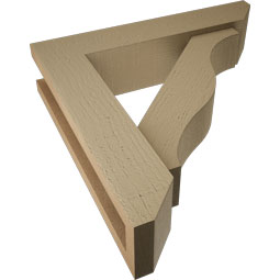Ekena Millwork - BKTUROFST22 - Timberthane Rough Cedar Faux Wood Funston Slat Bracket w/ Offset Brace