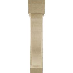 Ekena Millwork - BKTUR0352X18X18FST06RCPR - Timberthane Faux Wood Funston Style Bracket w/ Offset Brace, Slat Ends, 3 1/2"W x 18"D x 18"H, Primed Tan