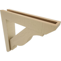 Ekena Millwork - BKTUR0352X18X18FST06RCPR - Timberthane Faux Wood Funston Style Bracket w/ Offset Brace, Slat Ends, 3 1/2"W x 18"D x 18"H, Primed Tan