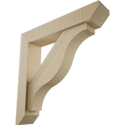 Ekena Millwork - BKTUR0352X18X18FST06RCPR - Timberthane Faux Wood Funston Style Bracket w/ Offset Brace, Slat Ends, 3 1/2"W x 18"D x 18"H, Primed Tan