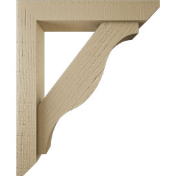 Ekena Millwork - BKTUR0352X18X22FST06RCPR - Timberthane Faux Wood Funston Style Bracket w/ Offset Brace, Slat Ends, 3 1/2"W x 18"D x 22"H, Primed Tan
