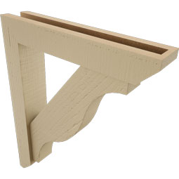 Ekena Millwork - BKTUR0352X18X22FST06RCPR - Timberthane Faux Wood Funston Style Bracket w/ Offset Brace, Slat Ends, 3 1/2"W x 18"D x 22"H, Primed Tan