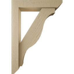 Ekena Millwork - BKTUR0352X18X26FST06RCPR - Timberthane Faux Wood Funston Style Bracket w/ Offset Brace, Slat Ends, 3 1/2"W x 18"D x 26"H, Primed Tan