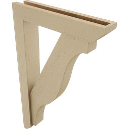 Ekena Millwork - BKTUR0352X18X30FST06RCPR - Timberthane Faux Wood Funston Style Bracket w/ Offset Brace, Slat Ends, 3 1/2"W x 18"D x 30"H, Primed Tan
