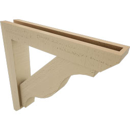Ekena Millwork - BKTUR0352X20X20FST06RCPR - Timberthane Faux Wood Funston Style Bracket w/ Offset Brace, Slat Ends, 3 1/2"W x 20"D x 20"H, Primed Tan