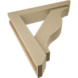 Ekena Millwork - BKTUR0352X20X20FST06RCPR - Timberthane Faux Wood Funston Style Bracket w/ Offset Brace, Slat Ends, 3 1/2"W x 20"D x 20"H, Primed Tan