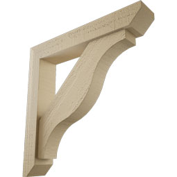 Ekena Millwork - BKTUR0352X20X20FST06RCPR - Timberthane Faux Wood Funston Style Bracket w/ Offset Brace, Slat Ends, 3 1/2"W x 20"D x 20"H, Primed Tan