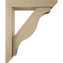 Ekena Millwork - BKTUR0352X20X24FST06RCPR - Timberthane Faux Wood Funston Style Bracket w/ Offset Brace, Slat Ends, 3 1/2"W x 20"D x 24"H, Primed Tan