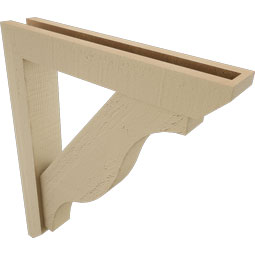Ekena Millwork - BKTUR0352X20X24FST06RCPR - Timberthane Faux Wood Funston Style Bracket w/ Offset Brace, Slat Ends, 3 1/2"W x 20"D x 24"H, Primed Tan