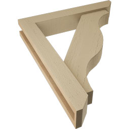 Ekena Millwork - BKTUR0352X20X24FST06RCPR - Timberthane Faux Wood Funston Style Bracket w/ Offset Brace, Slat Ends, 3 1/2"W x 20"D x 24"H, Primed Tan