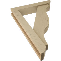 Ekena Millwork - BKTUR0352X20X28FST06RCPR - Timberthane Faux Wood Funston Style Bracket w/ Offset Brace, Slat Ends, 3 1/2"W x 20"D x 28"H, Primed Tan