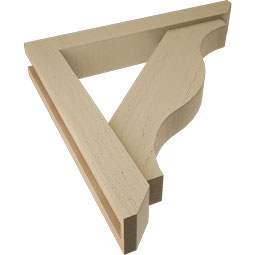 Ekena Millwork - BKTUR0352X22X22FST06RCPR - Timberthane Faux Wood Funston Style Bracket w/ Offset Brace, Slat Ends, 3 1/2"W x 22"D x 22"H, Primed Tan