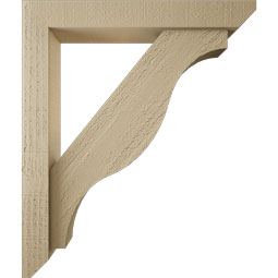 Ekena Millwork - BKTUR0352X22X26FST06RCPR - Timberthane Faux Wood Funston Style Bracket w/ Offset Brace, Slat Ends, 3 1/2"W x 22"D x 26"H, Primed Tan