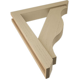 Ekena Millwork - BKTUR0352X22X26FST06RCPR - Timberthane Faux Wood Funston Style Bracket w/ Offset Brace, Slat Ends, 3 1/2"W x 22"D x 26"H, Primed Tan