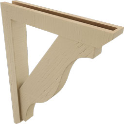 Ekena Millwork - BKTUR0352X22X30FST06RCPR - Timberthane Faux Wood Funston Style Bracket w/ Offset Brace, Slat Ends, 3 1/2"W x 22"D x 30"H, Primed Tan