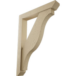 Ekena Millwork - BKTUR0352X22X30FST06RCPR - Timberthane Faux Wood Funston Style Bracket w/ Offset Brace, Slat Ends, 3 1/2"W x 22"D x 30"H, Primed Tan