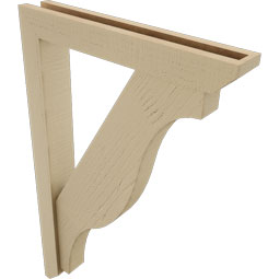 Ekena Millwork - BKTUR0352X22X34FST06RCPR - Timberthane Faux Wood Funston Style Bracket w/ Offset Brace, Slat Ends, 3 1/2"W x 22"D x 34"H, Primed Tan