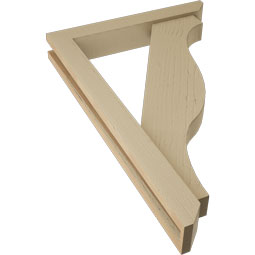 Ekena Millwork - BKTUR0352X22X34FST06RCPR - Timberthane Faux Wood Funston Style Bracket w/ Offset Brace, Slat Ends, 3 1/2"W x 22"D x 34"H, Primed Tan