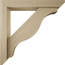 Ekena Millwork - BKTUR0352X24X24FST06RCPR - Timberthane Faux Wood Funston Style Bracket w/ Offset Brace, Slat Ends, 3 1/2"W x 24"D x 24"H, Primed Tan