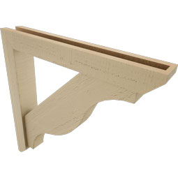 Ekena Millwork - BKTUR0352X24X24FST06RCPR - Timberthane Faux Wood Funston Style Bracket w/ Offset Brace, Slat Ends, 3 1/2"W x 24"D x 24"H, Primed Tan
