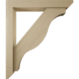 Ekena Millwork - BKTUR0352X24X28FST06RCPR - Timberthane Faux Wood Funston Style Bracket w/ Offset Brace, Slat Ends, 3 1/2"W x 24"D x 28"H, Primed Tan