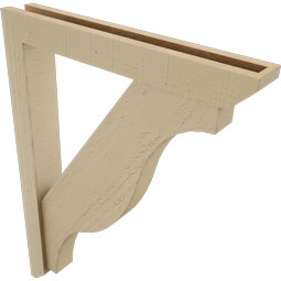 Ekena Millwork - BKTUR0352X24X32FST06RCPR - Timberthane Faux Wood Funston Style Bracket w/ Offset Brace, Slat Ends, 3 1/2"W x 24"D x 32"H, Primed Tan