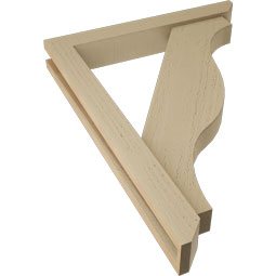 Ekena Millwork - BKTUR0352X24X32FST06RCPR - Timberthane Faux Wood Funston Style Bracket w/ Offset Brace, Slat Ends, 3 1/2"W x 24"D x 32"H, Primed Tan