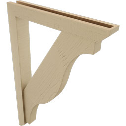Ekena Millwork - BKTUR0352X24X36FST06RCPR - Timberthane Faux Wood Funston Style Bracket w/ Offset Brace, Slat Ends, 3 1/2"W x 24"D x 36"H, Primed Tan