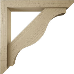 Ekena Millwork - BKTUR0352X26X26FST06RCPR - Timberthane Faux Wood Funston Style Bracket w/ Offset Brace, Slat Ends, 3 1/2"W x 26"D x 26"H, Primed Tan