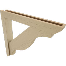 Ekena Millwork - BKTUR0352X26X26FST06RCPR - Timberthane Faux Wood Funston Style Bracket w/ Offset Brace, Slat Ends, 3 1/2"W x 26"D x 26"H, Primed Tan