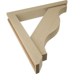 Ekena Millwork - BKTUR0352X26X26FST06RCPR - Timberthane Faux Wood Funston Style Bracket w/ Offset Brace, Slat Ends, 3 1/2"W x 26"D x 26"H, Primed Tan