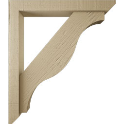 Ekena Millwork - BKTUR0352X26X30FST06RCPR - Timberthane Faux Wood Funston Style Bracket w/ Offset Brace, Slat Ends, 3 1/2"W x 26"D x 30"H, Primed Tan