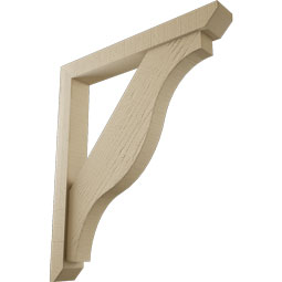 Ekena Millwork - BKTUR0352X26X30FST06RCPR - Timberthane Faux Wood Funston Style Bracket w/ Offset Brace, Slat Ends, 3 1/2"W x 26"D x 30"H, Primed Tan