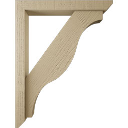 Ekena Millwork - BKTUR0352X26X34FST06RCPR - Timberthane Faux Wood Funston Style Bracket w/ Offset Brace, Slat Ends, 3 1/2"W x 26"D x 34"H, Primed Tan