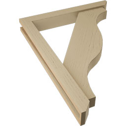 Ekena Millwork - BKTUR0352X26X34FST06RCPR - Timberthane Faux Wood Funston Style Bracket w/ Offset Brace, Slat Ends, 3 1/2"W x 26"D x 34"H, Primed Tan
