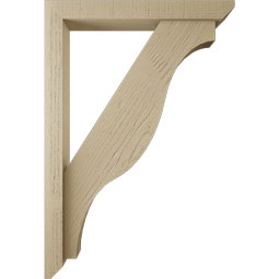 Ekena Millwork - BKTUR0352X26X38FST06RCPR - Timberthane Faux Wood Funston Style Bracket w/ Offset Brace, Slat Ends, 3 1/2"W x 26"D x 38"H, Primed Tan
