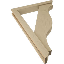 Ekena Millwork - BKTUR0352X26X38FST06RCPR - Timberthane Faux Wood Funston Style Bracket w/ Offset Brace, Slat Ends, 3 1/2"W x 26"D x 38"H, Primed Tan