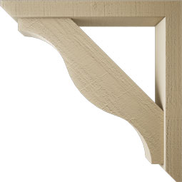 Ekena Millwork - BKTUR0352X28X28FST06RCPR - Timberthane Faux Wood Funston Style Bracket w/ Offset Brace, Slat Ends, 3 1/2"W x 28"D x 28"H, Primed Tan
