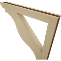 Ekena Millwork - BKTUR0352X28X28FST06RCPR - Timberthane Faux Wood Funston Style Bracket w/ Offset Brace, Slat Ends, 3 1/2"W x 28"D x 28"H, Primed Tan