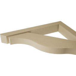 Ekena Millwork - BKTUR0352X28X28FST06RCPR - Timberthane Faux Wood Funston Style Bracket w/ Offset Brace, Slat Ends, 3 1/2"W x 28"D x 28"H, Primed Tan