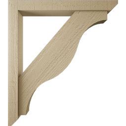 Ekena Millwork - BKTUR0352X28X32FST06RCPR - Timberthane Faux Wood Funston Style Bracket w/ Offset Brace, Slat Ends, 3 1/2"W x 28"D x 32"H, Primed Tan
