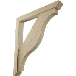 Ekena Millwork - BKTUR0352X28X32FST06RCPR - Timberthane Faux Wood Funston Style Bracket w/ Offset Brace, Slat Ends, 3 1/2"W x 28"D x 32"H, Primed Tan