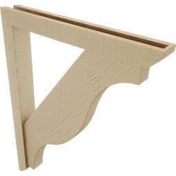 Ekena Millwork - BKTUR0352X28X36FST06RCPR - Timberthane Faux Wood Funston Style Bracket w/ Offset Brace, Slat Ends, 3 1/2"W x 28"D x 36"H, Primed Tan
