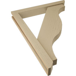 Ekena Millwork - BKTUR0352X28X36FST06RCPR - Timberthane Faux Wood Funston Style Bracket w/ Offset Brace, Slat Ends, 3 1/2"W x 28"D x 36"H, Primed Tan