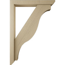 Ekena Millwork - BKTUR0352X28X40FST06RCPR - Timberthane Faux Wood Funston Style Bracket w/ Offset Brace, Slat Ends, 3 1/2"W x 28"D x 40"H, Primed Tan