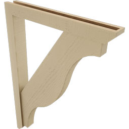 Ekena Millwork - BKTUR0352X28X40FST06RCPR - Timberthane Faux Wood Funston Style Bracket w/ Offset Brace, Slat Ends, 3 1/2"W x 28"D x 40"H, Primed Tan