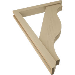 Ekena Millwork - BKTUR0352X28X40FST06RCPR - Timberthane Faux Wood Funston Style Bracket w/ Offset Brace, Slat Ends, 3 1/2"W x 28"D x 40"H, Primed Tan